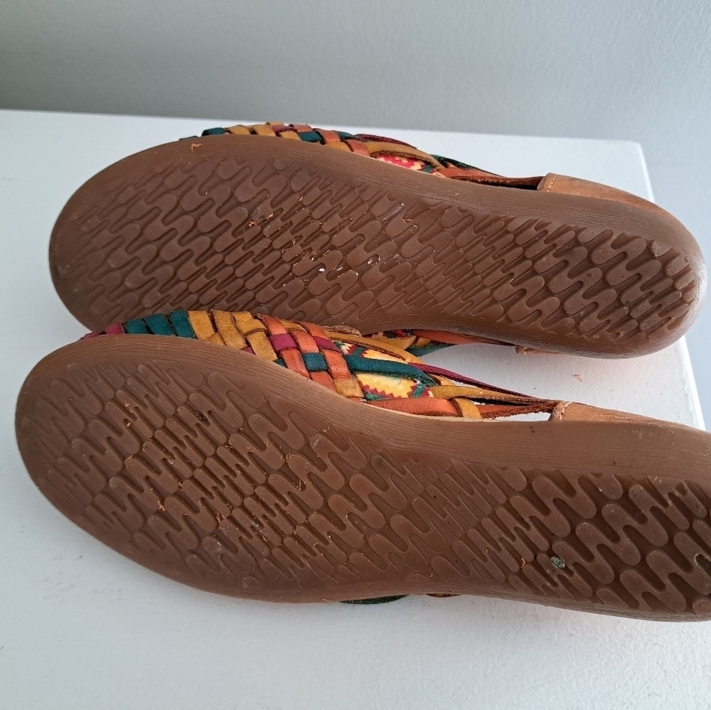 Artesanias Lupita Leather Wedge slip on Shoes sandals AZTEC Southwestern Artsy 6 - Picture 11 of 11